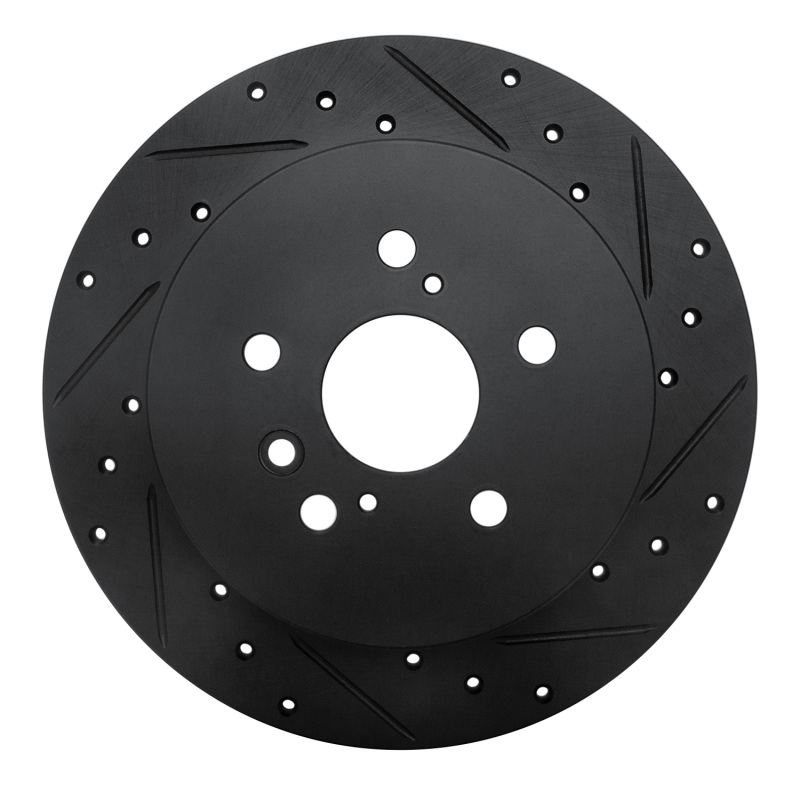 Toyota Highlander Brake Rotor (1) - Rear Right - R1 Concepts - Drilled & Slotted - Black - `08-`13